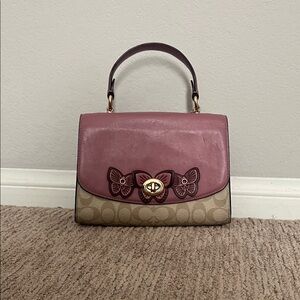 Coach Mauve and Beige Satchel